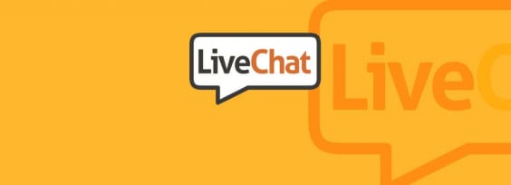 the LiveChat logo on an orange backround