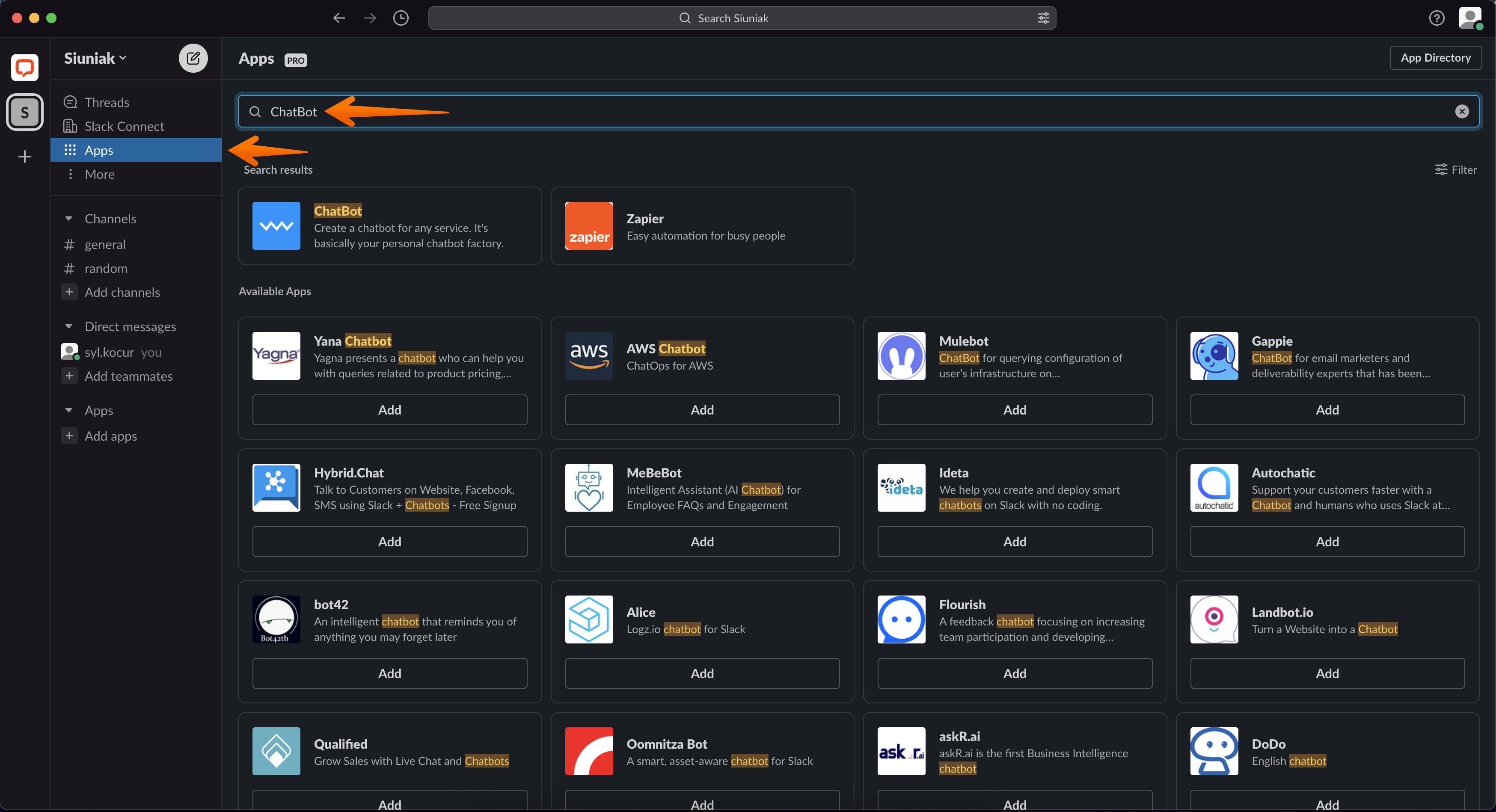 chatbot slack chatbot app