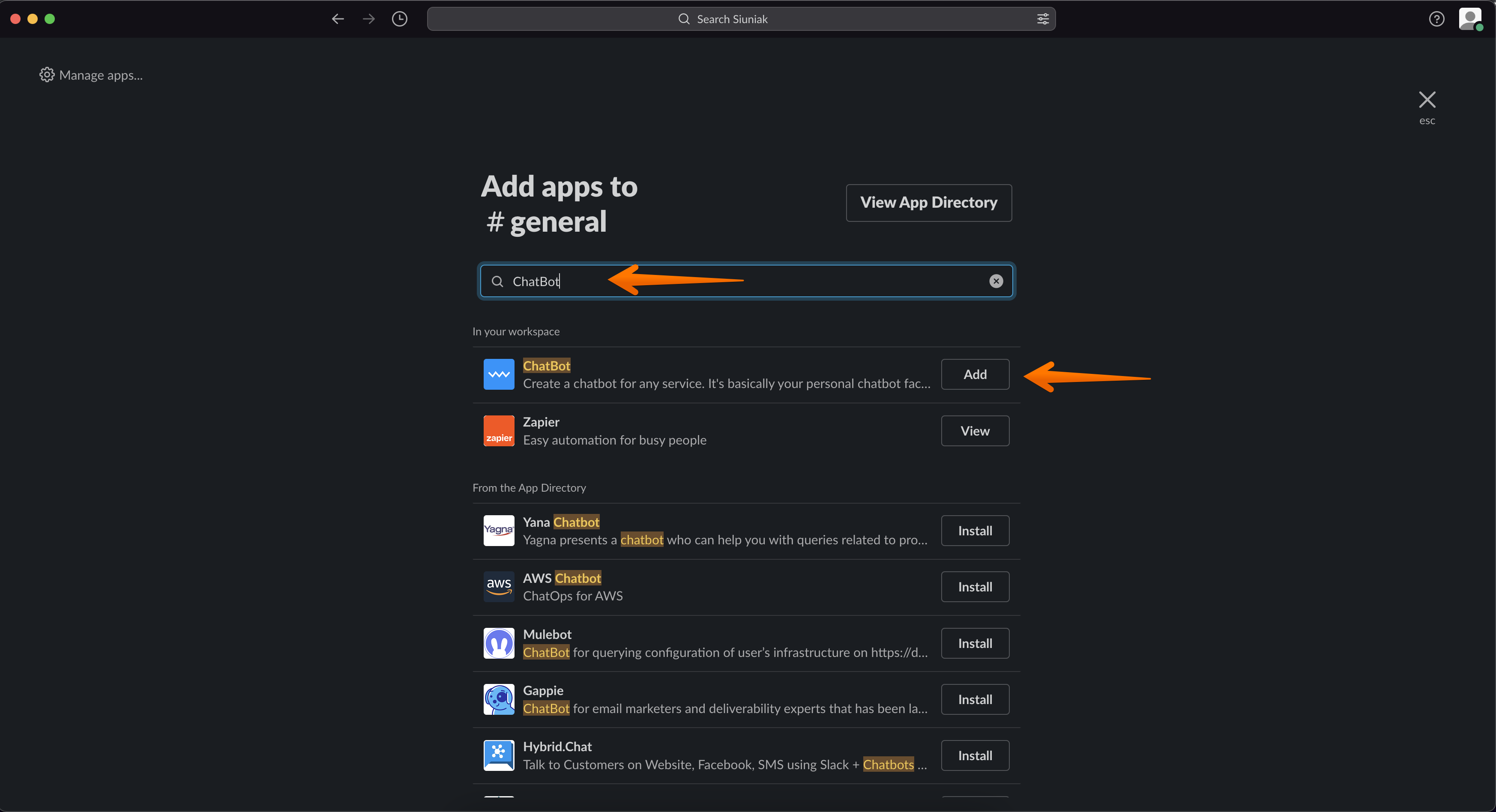 chatbot choose app slack