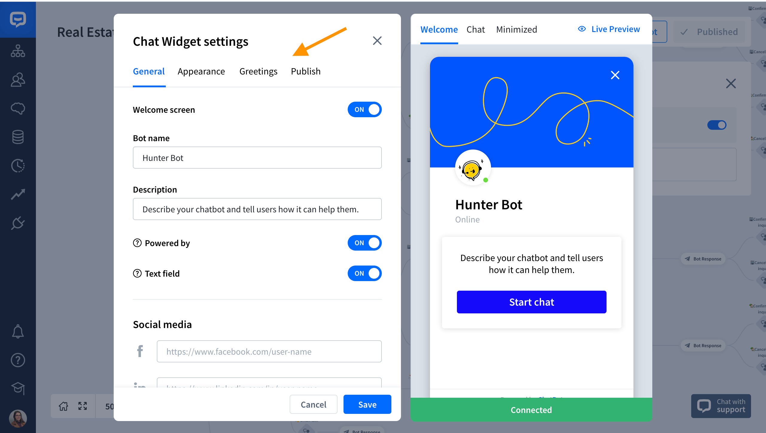 chatbot chat widget customization