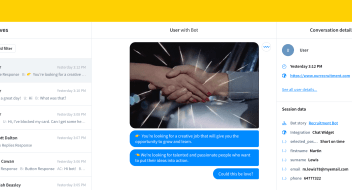 a chatbot dashboard on a yellow background