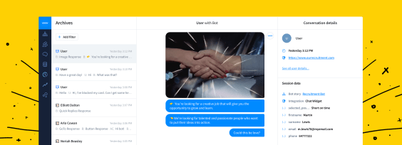 a chatbot dashboard on a yellow background