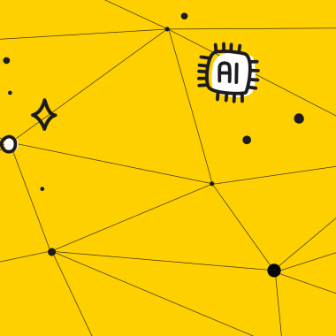 AI trends web on a yellow background