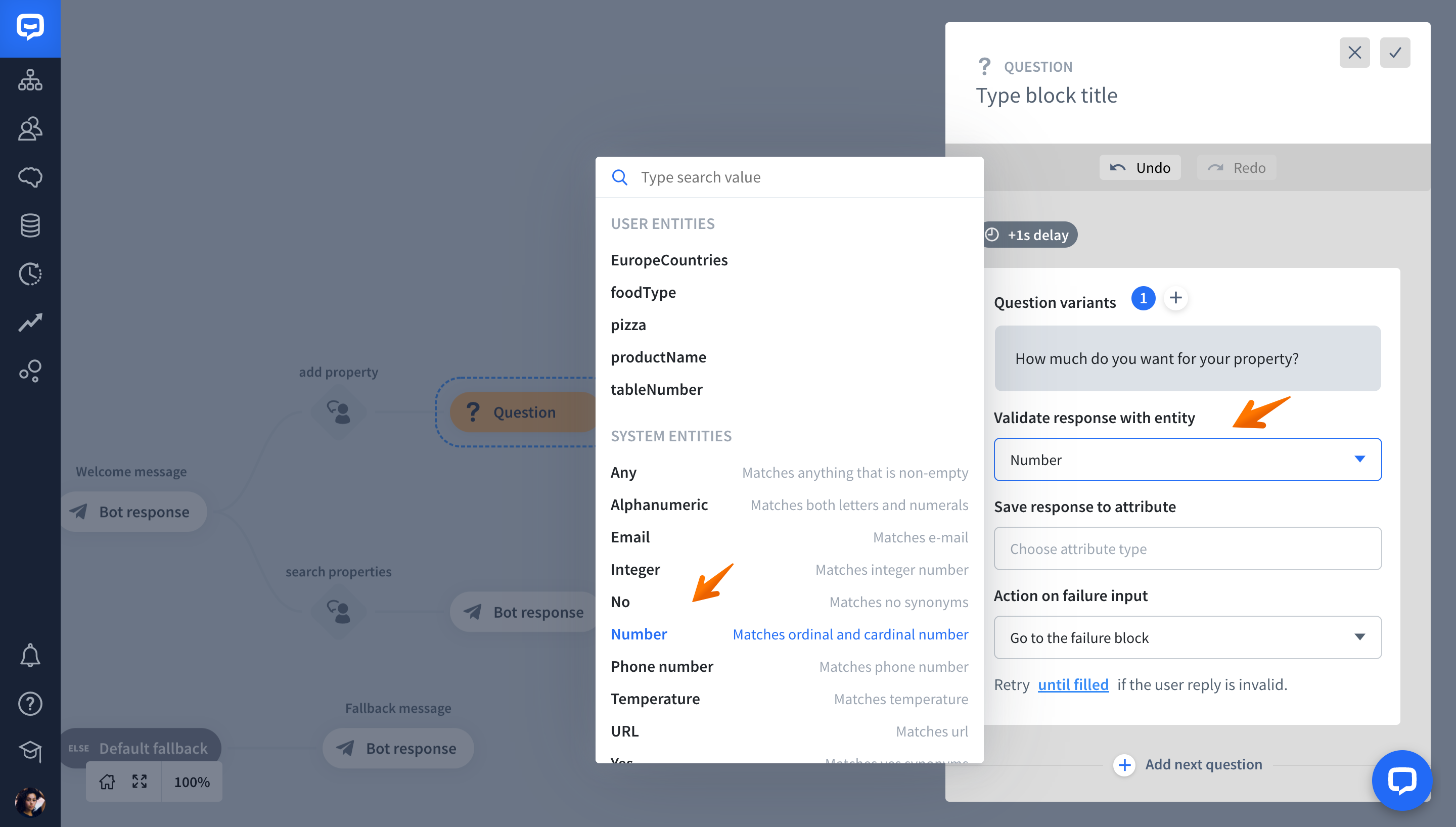 chatbot number entity 