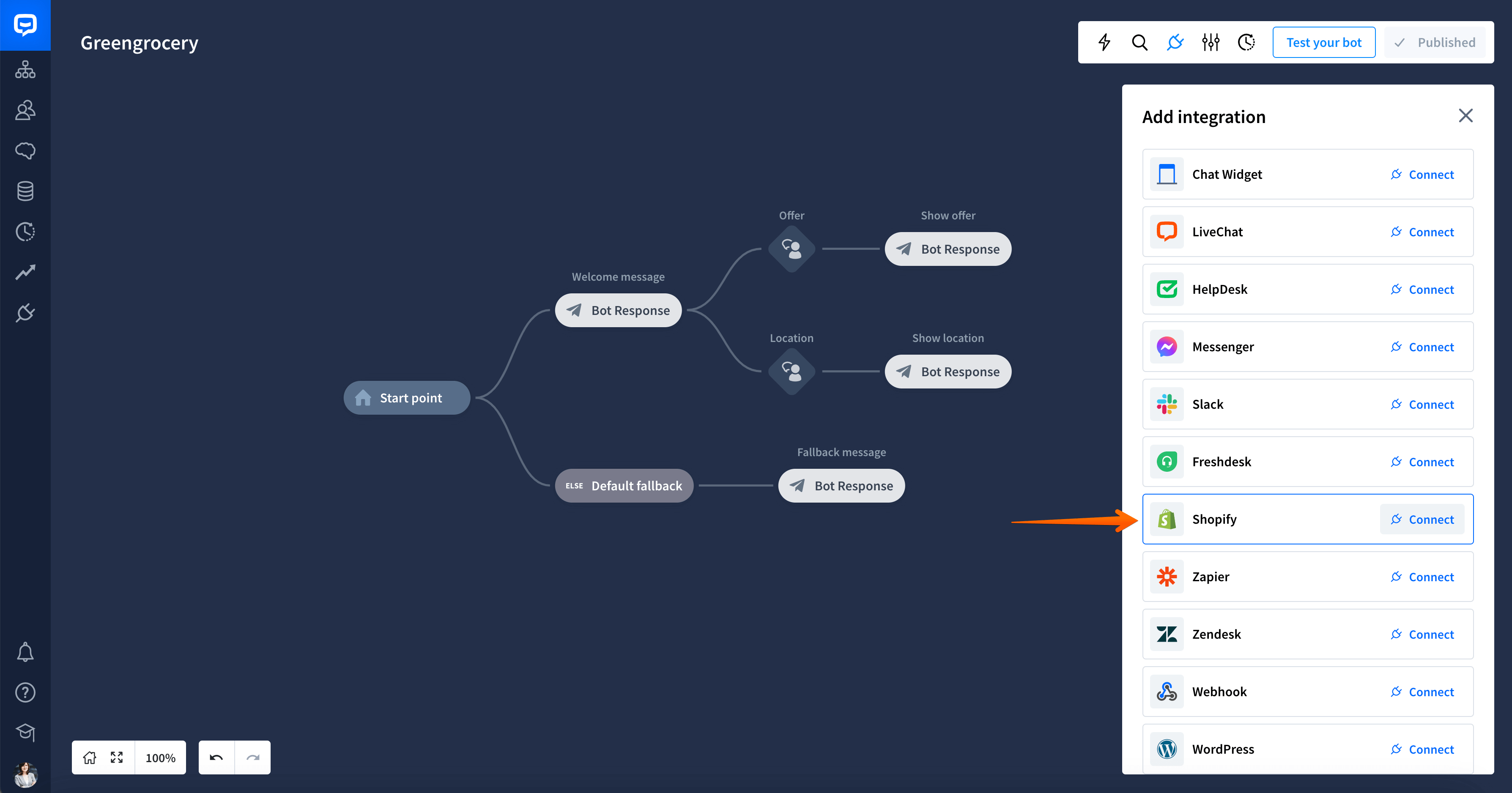 chatbot and shopify installation process