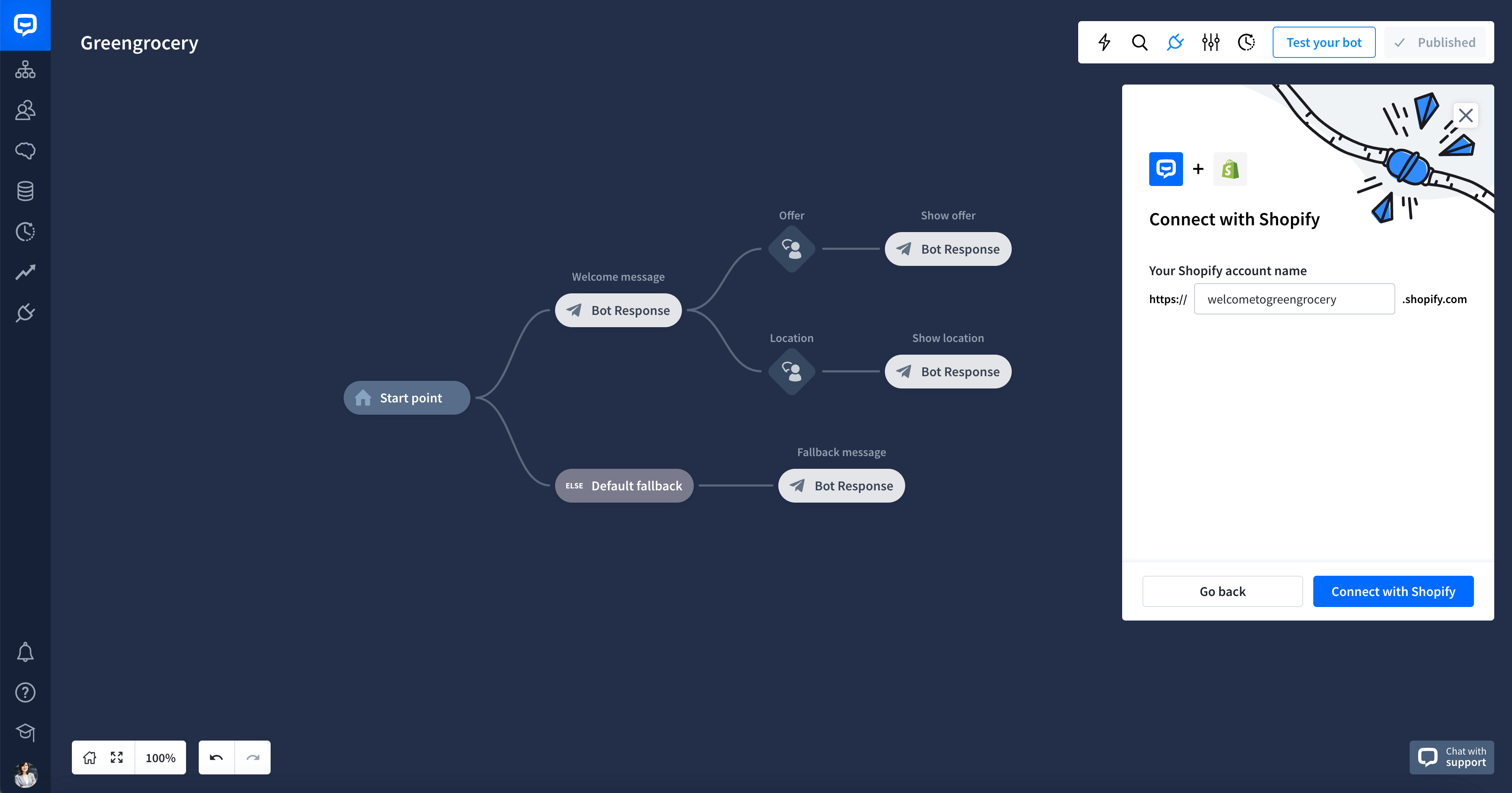 chatbot and shopify installation process