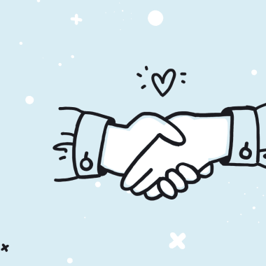 shaking hands on a blue background