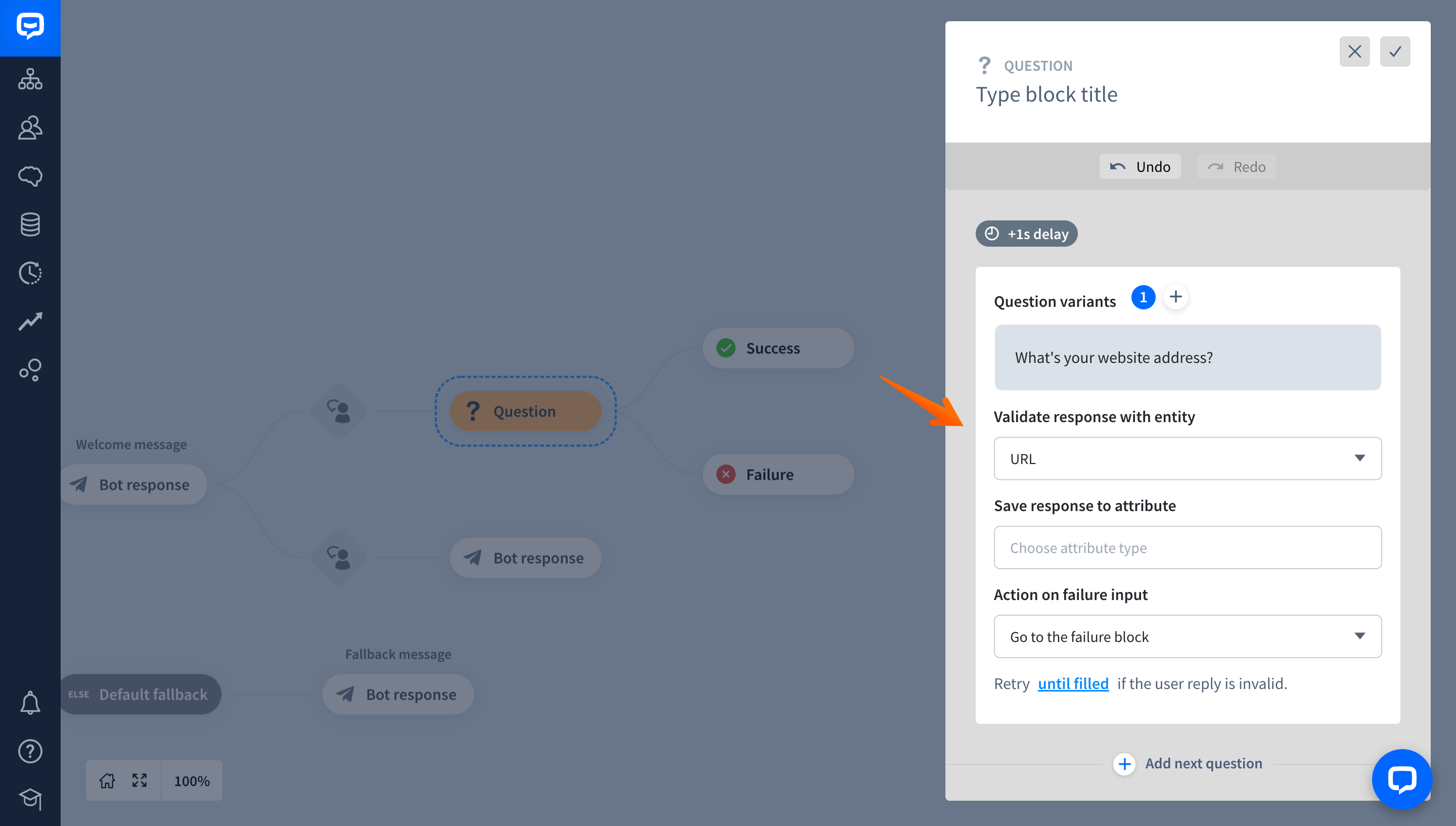 chatbot URL entity 