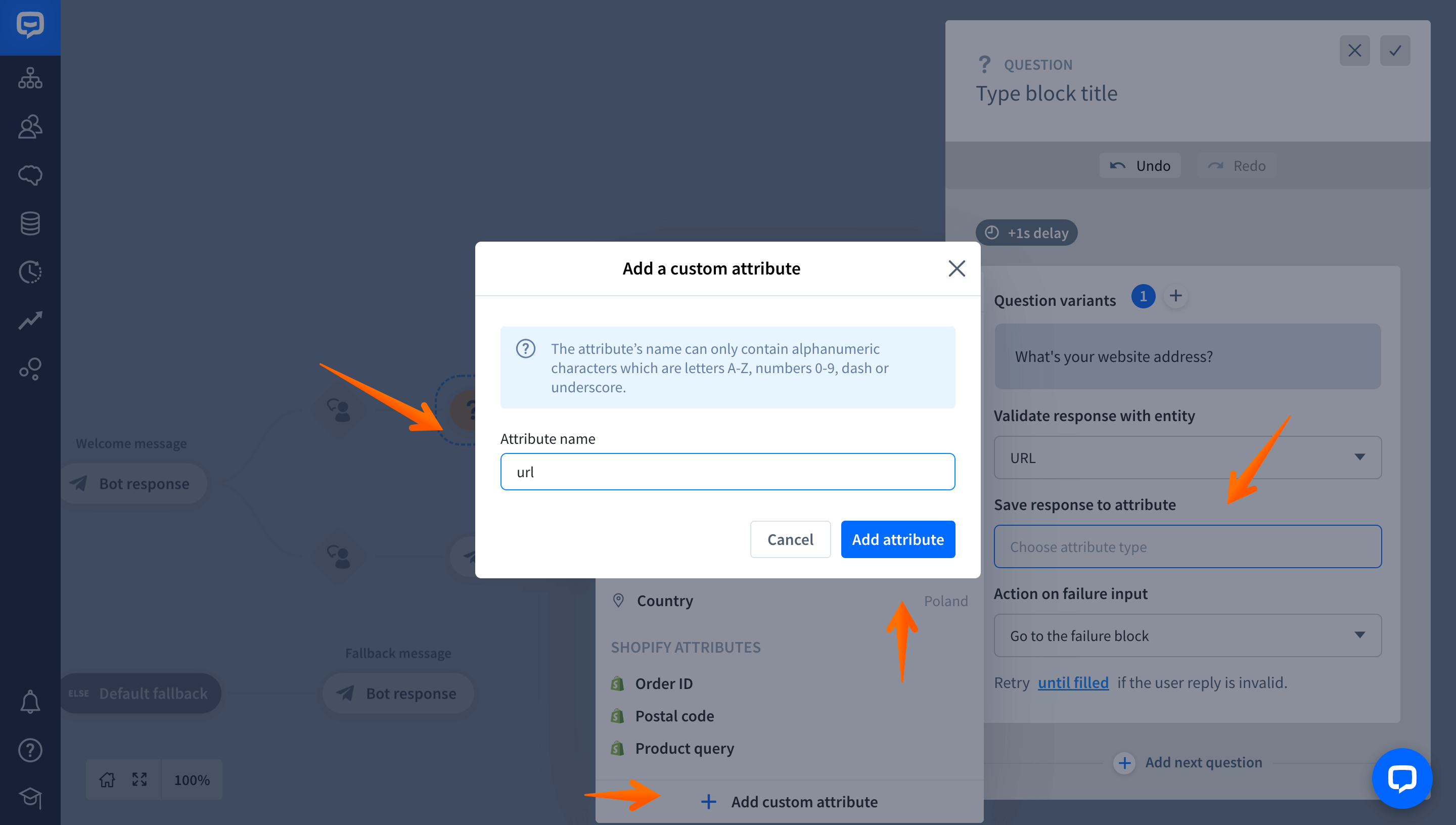 chatbot URL entity 