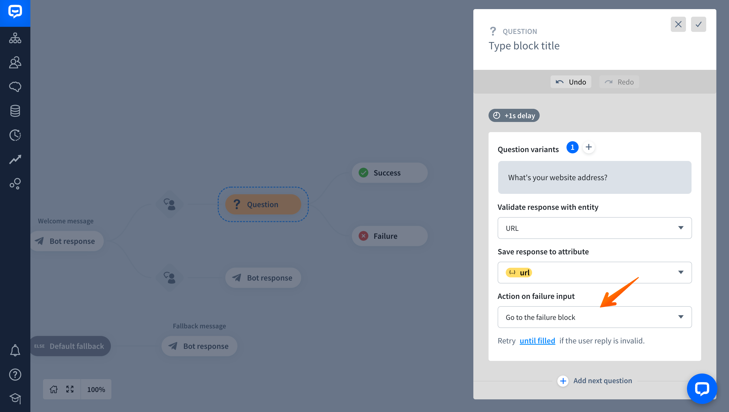 chatbot URL entity 
