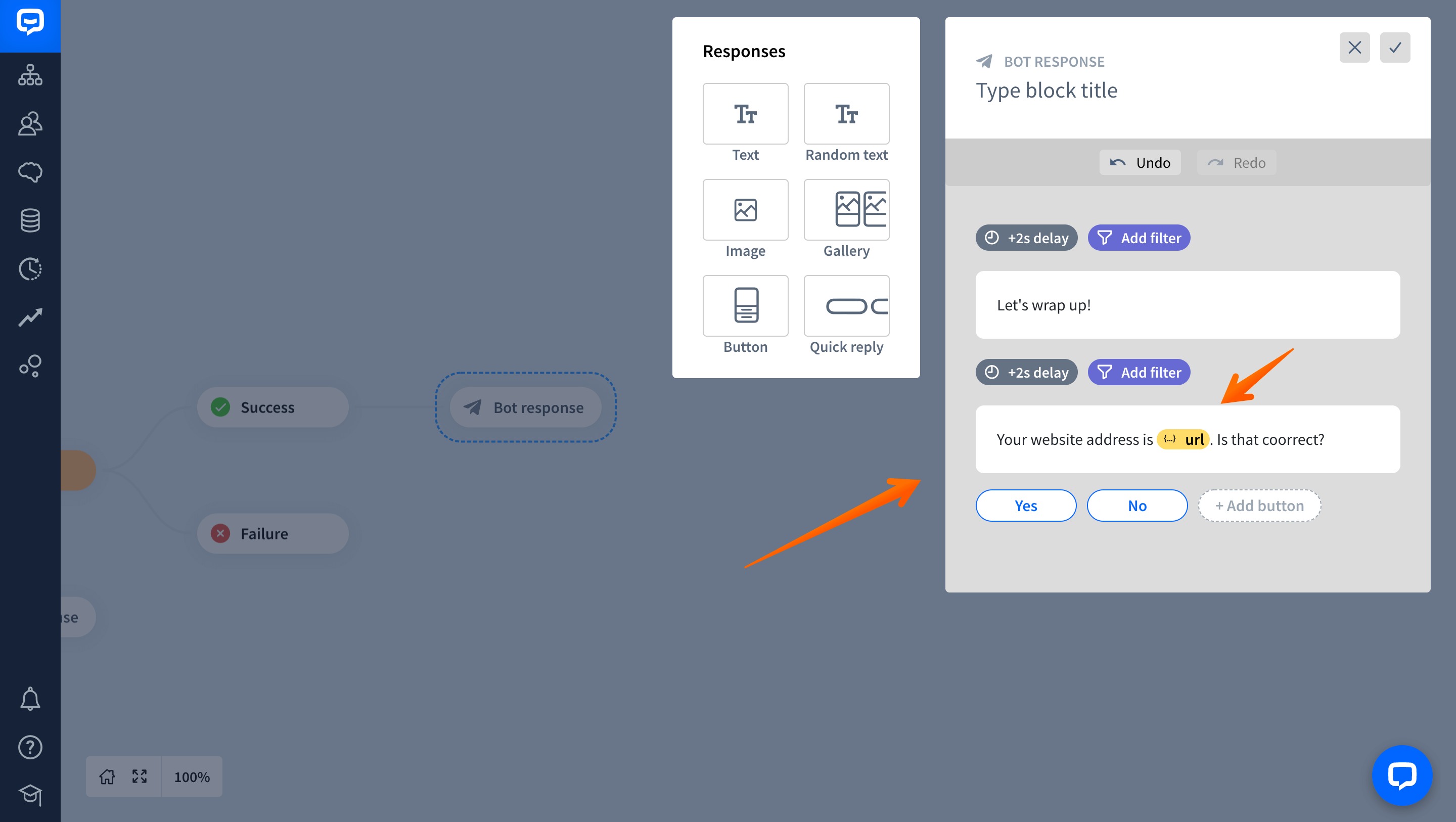 chatbot URL entity 