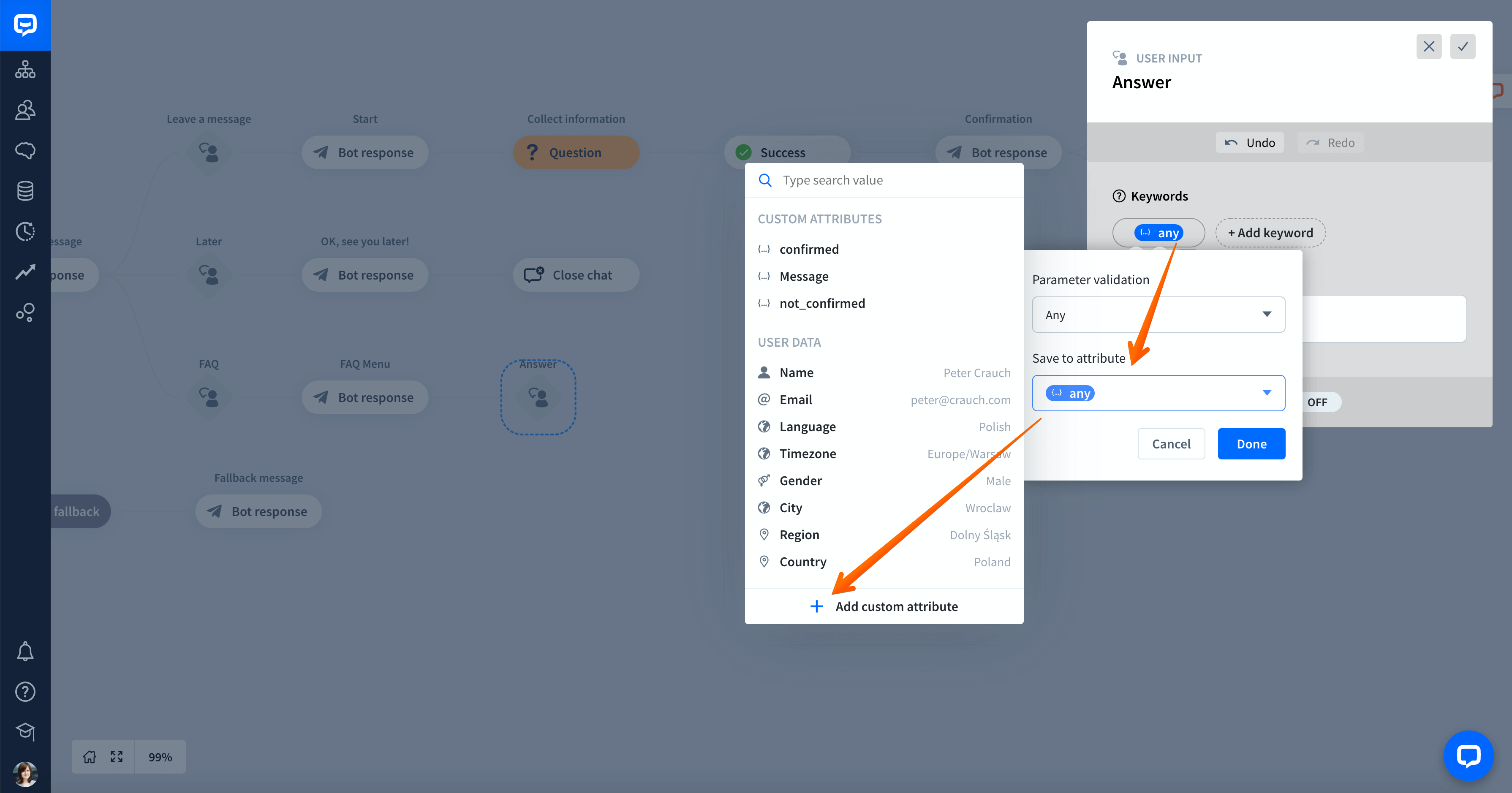 chatbot Yes - No entity