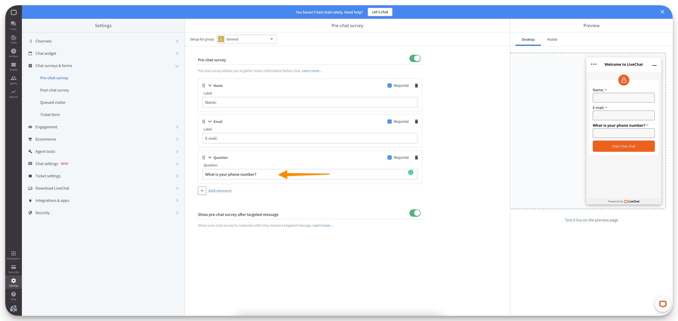 chatbot and livechat integration